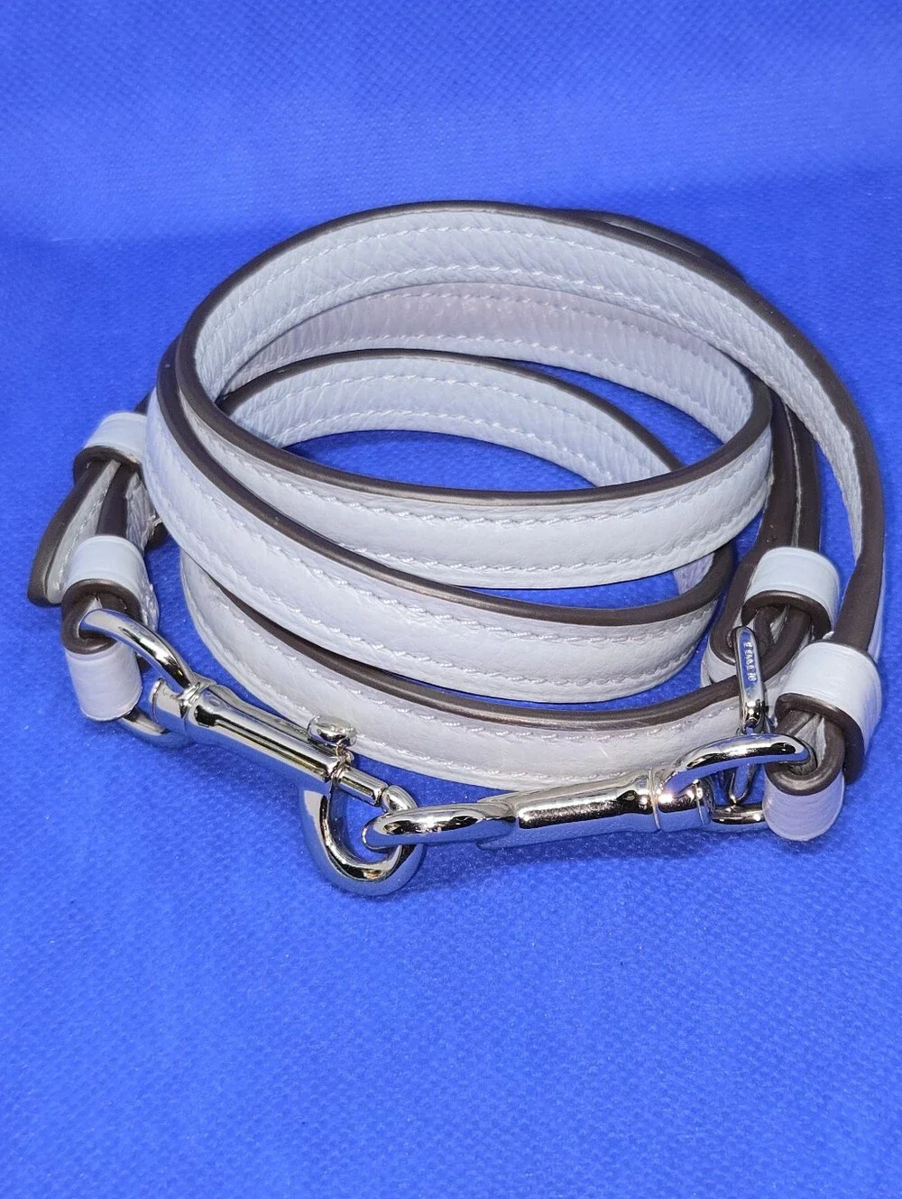 Coach Light Blue Leather Handbag Replacement Strap Silver Dog Leash Clips 40
